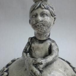 Androgynous Child Ceramic Sculpture Earthenware Art Doll - thumbnail 2