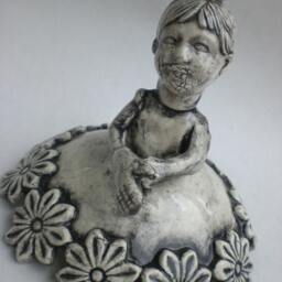 Androgynous Child Ceramic Sculpture Earthenware Art Doll - thumbnail 3