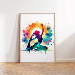 Yoga Poster Set - 3 Watercolour Prints - Room Print Art Office Woman Meditation Gifts Pictures Artwork - thumbnail 3