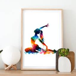 Yoga Poster Set - 3 Watercolour Prints - Room Print Art Office Woman Meditation Gifts Pictures Artwork - thumbnail 2
