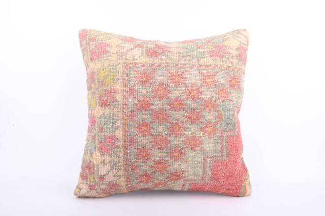 "Handwoven Turkish Kilim Pillow Bohemian Wool Couch Cushion - 24"" X 24" - image 1