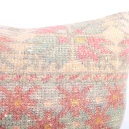 "Handwoven Turkish Kilim Pillow Bohemian Wool Couch Cushion - 24"" X 24" - thumbnail 3