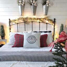 Christmas Tree Farm Linen Pillow Cover Vintage Style Throw - thumbnail 2