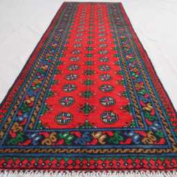 2'7x9'3 Ft Red Runner Rug, Afghan Traditional Hand Knotted Veg Dyes Plush Wool Rug, Oriental Turkmen Hallway Kitchen - thumbnail 2