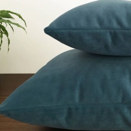 Peacock Blue Velvet Suede Decorative Throw Pillow Cover/Case Cushion 20x20 - thumbnail 2