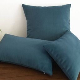 Peacock Blue Velvet Suede Decorative Throw Pillow Cover/Case Cushion 20x20 - thumbnail 3