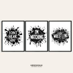 Wrestling Wall Art - Set Of 3 Wrestler Prints - Boys Bedroom Decor Poster Gifts Kids Artwork Pictures Designs - thumbnail 1
