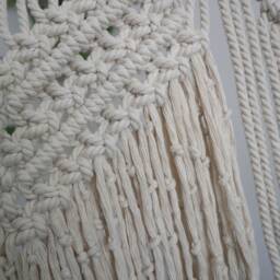 Large Macrame Wall Hanging Boho Wedding Decor, Unbleached Cotton - thumbnail 3