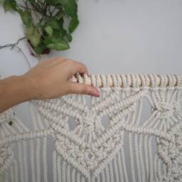 Large Macrame Wall Hanging Boho Wedding Decor, Unbleached Cotton - thumbnail 4