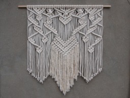 Large Macrame Wall Hanging Boho Wedding Decor, Unbleached Cotton