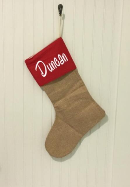 Personalized Burlap Stocking - Stocking, & Chevron Christmas Monogrammed - image 1