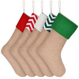 Personalized Burlap Stocking - Stocking, & Chevron Christmas Monogrammed - thumbnail 3