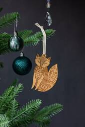 Fox Wood Ornament [Folk Art, Scandinavian Christmas, Personalized Gifts, Stocking Stuffers, Nordic Woodland Ornament]