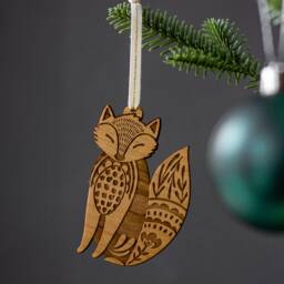 Fox Wood Ornament [Folk Art, Scandinavian Christmas, Personalized Gifts, Stocking Stuffers, Nordic Woodland Ornament] - thumbnail 2