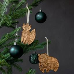 Fox Wood Ornament [Folk Art, Scandinavian Christmas, Personalized Gifts, Stocking Stuffers, Nordic Woodland Ornament] - thumbnail 3