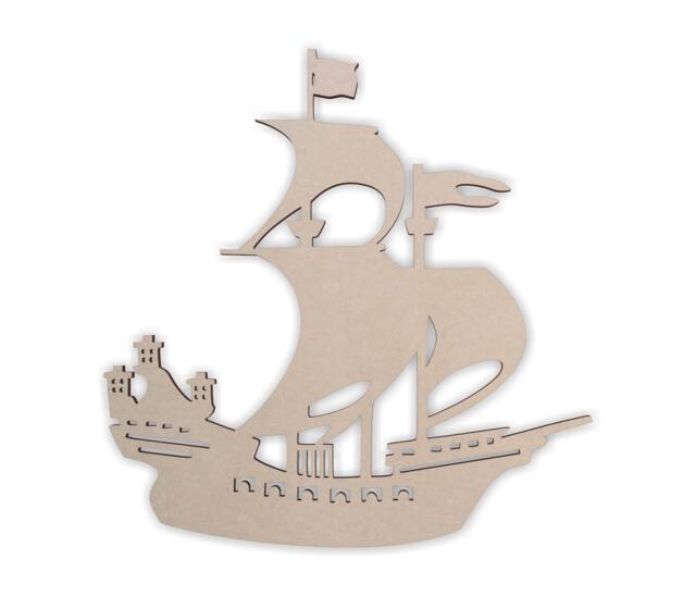 Unfinished Wooden Pirate Ship Cutout Diy Wall Art Decor - image 1
