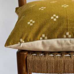 Mustard Hmong Batik Pillow Cover Ethnic Home Decor - thumbnail 4