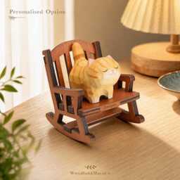 Personalised Wooden Cat Figure - Engraved Name Gift For Lover