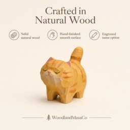Personalised Wooden Cat Figure - Engraved Name Gift For Lover - thumbnail 2