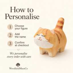Personalised Wooden Cat Figure - Engraved Name Gift For Lover - thumbnail 4