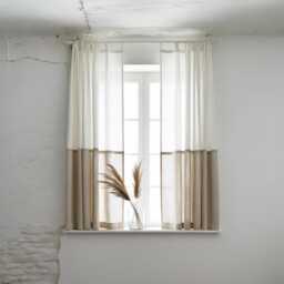 Two-Tone Linen Curtain Panel, White Top, Custom Drapery - thumbnail 4
