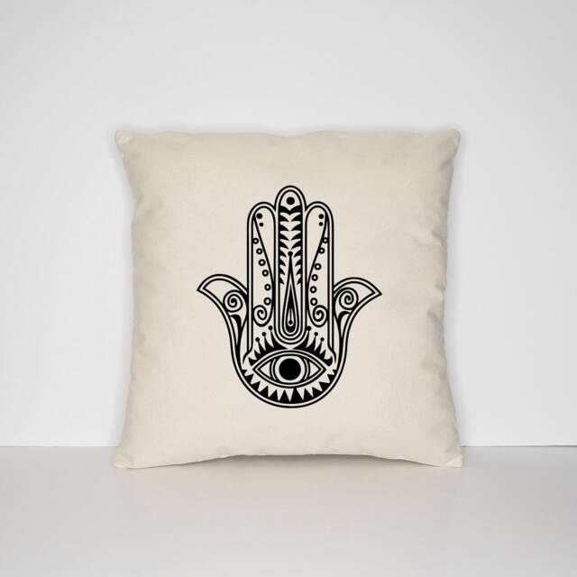 Evil Eye Hamsa Pillow Cover Fatima Hand Cotton Cushion - image 1