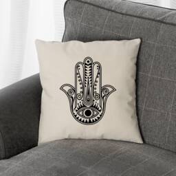 Evil Eye Hamsa Pillow Cover Fatima Hand Cotton Cushion - thumbnail 2