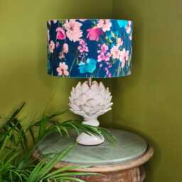 Wild Meadow Floral Velvet Drum Lampshade - Clarke & Kingfisher - thumbnail 2