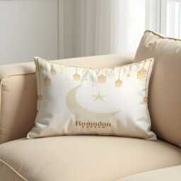 Ramadan Kareem Cushion Cover, Lantern Islamic Pillowcase, Elegant Eid Moon Star Sofa Case - thumbnail 2