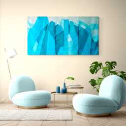 Translucent Silk Organza Wall Hanging Blue Iceberg Pojagi Fiber Art - thumbnail 2