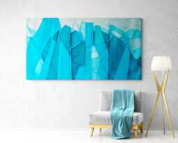 Translucent Silk Organza Wall Hanging Blue Iceberg Pojagi Fiber Art - thumbnail 1