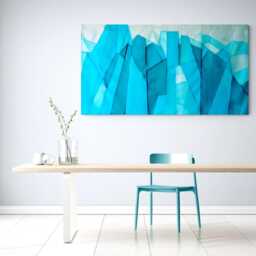 Translucent Silk Organza Wall Hanging Blue Iceberg Pojagi Fiber Art - thumbnail 3