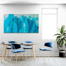 Translucent Silk Organza Wall Hanging Blue Iceberg Pojagi Fiber Art - thumbnail 4