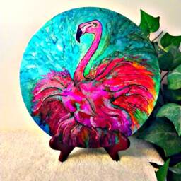 Hand Painted Pink Flamingo Metal Wall Art Coastal Tropical Decor - thumbnail 2