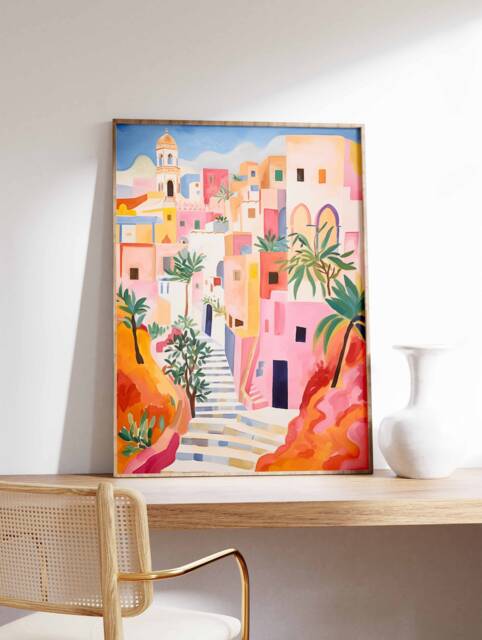 Algeria Travel Print, Algerian Floral Poster, Islamic Wall Art, Folk Art Middle Eastern Decor, Print - image 1