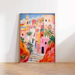 Algeria Travel Print, Algerian Floral Poster, Islamic Wall Art, Folk Art Middle Eastern Decor, Print - thumbnail 3