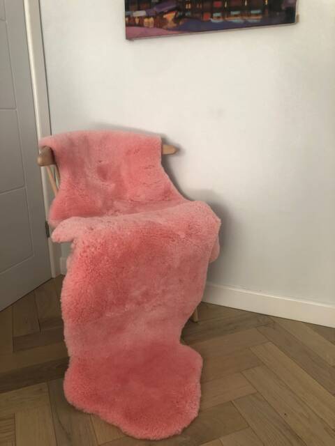 Beautiful Pink Sheepskin Rug Large Double, Short Haired Super Soft, Nursery Decor , Bedroom, Chair Cover, Home - image 1