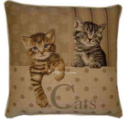 Two Kittens Paw Left Tapestry Cushion Pillow Sham - thumbnail 1