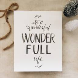 It's A Wonderful Life Art Print 8x10// Holiday - Christmas For The Home Decoration Decor Hand Lettering Drawing - thumbnail 1