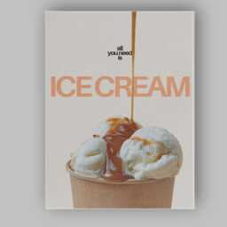 All You Need Is Ice Cream Dessert Typography Canvas Wall Art Print Decor Picture Ready To Hang