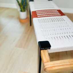 Hand-Woven Entryway Bench Mcm Style End Of Bed & Mudroom Seating - Custom-Made, Multiple Sizes - thumbnail 3