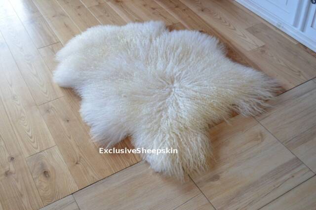 Icelandic Curly White Genuine Sheepskin Lambskin Sheep Skin Rug Pelt Long Wool Soft 90cm - image 1