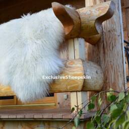 Icelandic Curly White Genuine Sheepskin Lambskin Sheep Skin Rug Pelt Long Wool Soft 90cm - thumbnail 2