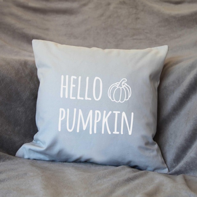 Hello Pumpkin Grey Cushion, Halloween Decor, Pillow, Autumn Decoration, Decoration - image 1