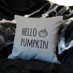 Hello Pumpkin Grey Cushion, Halloween Decor, Pillow, Autumn Decoration, Decoration - thumbnail 2