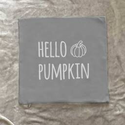 Hello Pumpkin Grey Cushion, Halloween Decor, Pillow, Autumn Decoration, Decoration - thumbnail 3