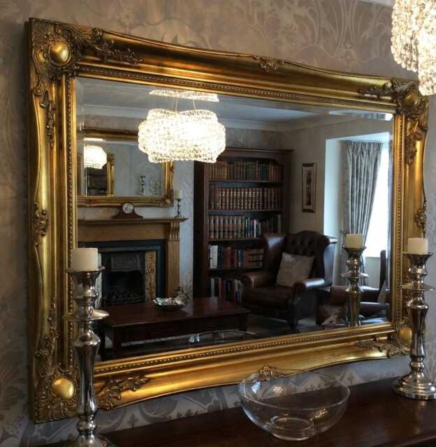 Antique Gold Shabby Chic Ornate Decorative Wall Mirror Swept Frame - Choice Of Size Bevelled Glass - image 1