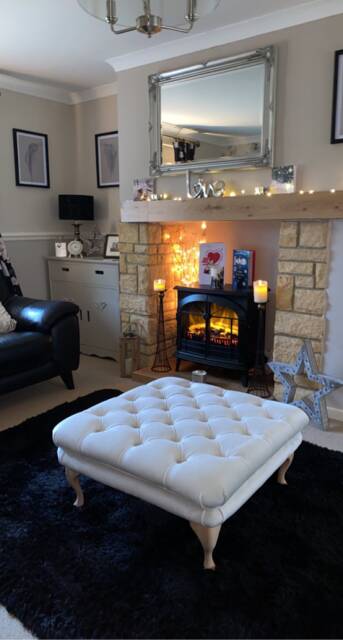 76 cm X Square Deep Buttoned Chesterfield Footstool Faux Linen Upholstered Coffee Table. UK Delivery Only - image 1