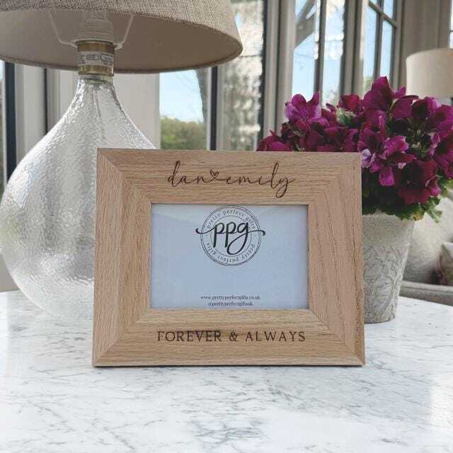 Couples Wooden Personalised Photo Frame, Engraved Picture Couple Frame - image 1