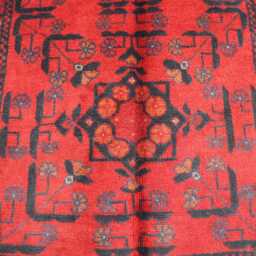 3'4x5'0 Feet Red Afghan Outdoor Rug, Turkmen Oriental Geometric Khal Mohammedi Bukhara Handmade Livingroom D??cor Office Rug - thumbnail 2